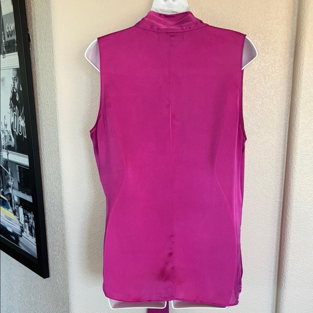 Jones New York's blouse womens 14, hot pink, Sleeveless, Long Neck Ties. EUC - Picture 7 of 17